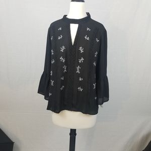 Ivanka Trump Black Embroidered Blouse